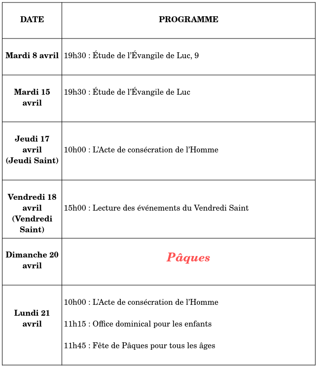 Cette quinzaine à la Communauté des chrétiens du Bas-Rhin