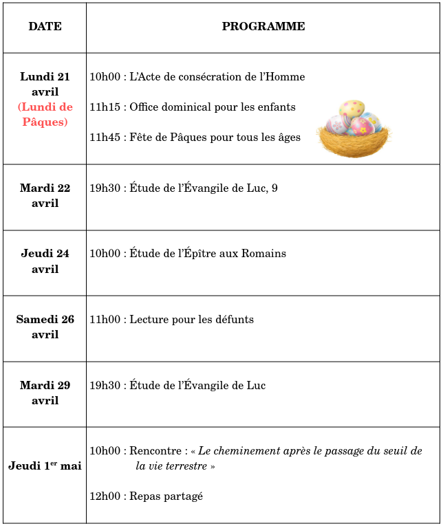 Cette quinzaine à la Communauté des chrétiens du Bas-Rhin