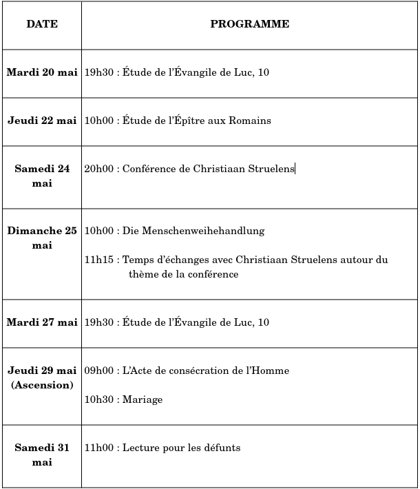 Cette quinzaine à la Communauté des chrétiens du Bas-Rhin