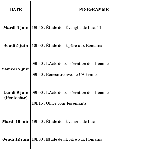 Cette quinzaine à la Communauté des chrétiens du Bas-Rhin