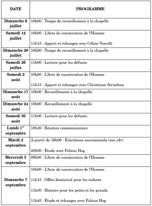 Cet été à la Communauté des chrétiens du Bas-Rhin