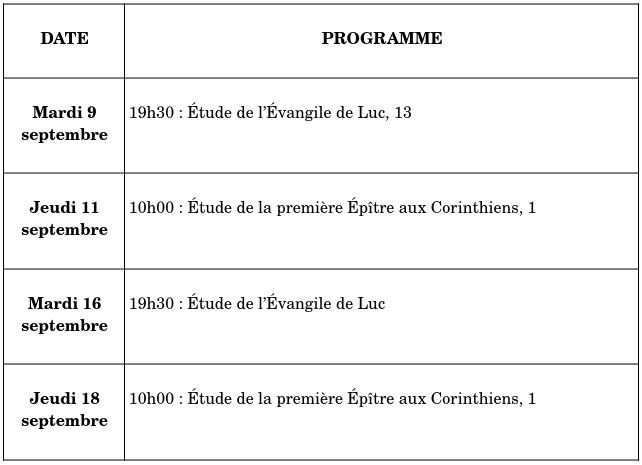 Cette quinzaine à la Communauté des chrétiens du Bas-Rhin